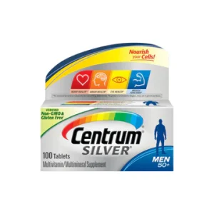 Centrum Silver Men 50+ Multivitamin – 100 Tablets Box for Heart, Brain, and Eye Health