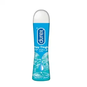 Durex Play Tingle personal lubricant bottle in blue packaging with white cap, 50ml size