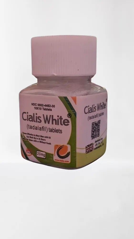 A small, pinkish-white plastic bottle with a white screw cap, labeled