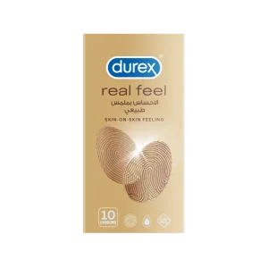 Durex Real Feel Condoms Box with Skin-On-Skin Feeling Branding.
