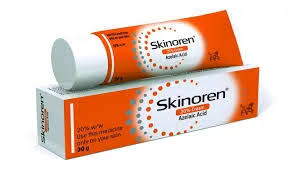 Skinoren Azelaic Acid 20% Cream tube and box for acne treatment