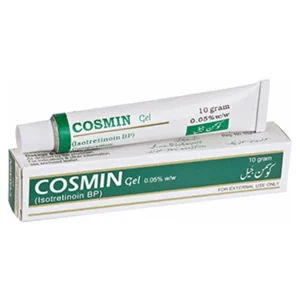 Cosmin Gel 0.05% Isotretinoin BP tube with outer packaging (10g), used for acne treatment