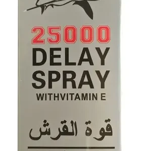 Deadly Shark Power 25000 Delay Spray bottle for men with red and white packaging.