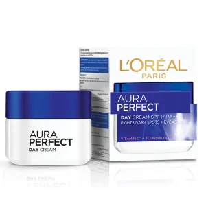 LOreal Paris Aura Perfect Day Cream SPF17 brightening moisturizer jar