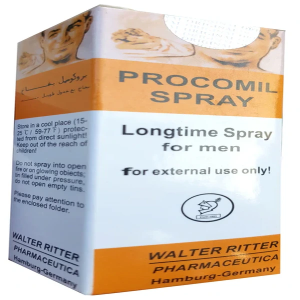 Procomil Longtime Delay Spray 40ml bottle for men – used to delay ejaculation and enhance sexual performance.