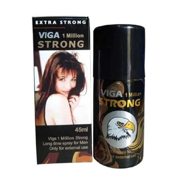 A 45ml bottle of Viga 1 Million Delay Spray - Extra Strong, designed for men’s stamina and longer-lasting performance.