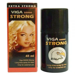 A 45ml bottle of Viga 50000 Spray Long Time for Men, designed for delaying ejaculation and enhancing male performance.