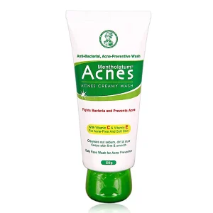 Acnes Creamy Wash 50g for acne-prone and oily skin cleansing