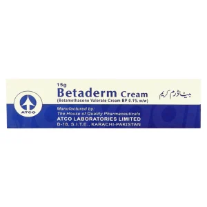 Betaderm Cream 15g tube - Betamethasone Valerate 0.1% topical corticosteroid by ATCO Laboratories Pakistan