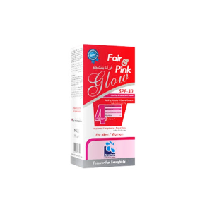 Fair and Pink Glow cream Glow SPF 30 skin lightening cream box packaging in red and white colors with Urdu text for men and women