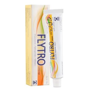 Alt Text: "Flytro Cream tube and packaging box - topical dermatological medication for skin treatment and inflammation relief