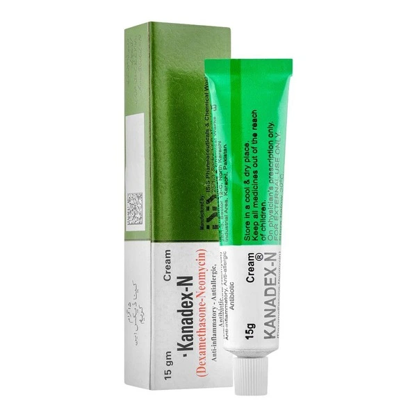 Kanadex-N Cream 15g tube with box – used for treating skin infections and inflammation.