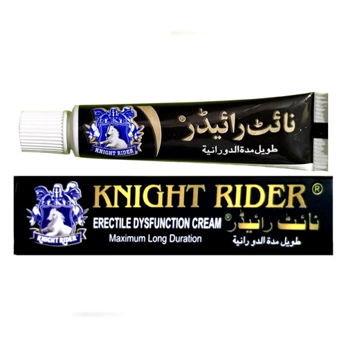 Knight Rider Erectile Dysfunction Cream tube and packaging - topical treatment for male enhancement and performance
