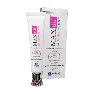 MAXdif skin brightening cream 30g tube with box - hypoallergenic brightening treatment by Jenpharm
