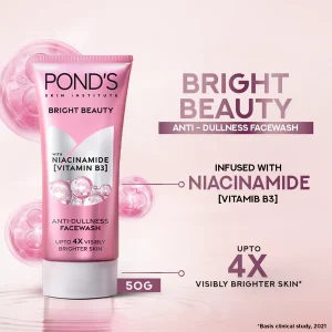 Ponds Face Wash Bright Beauty 50g Tube for glowing and clean skin