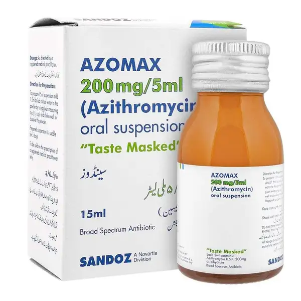 Azomax 25ml Suspension 200mg/5ml – Azithromycin antibiotic by Sandoz