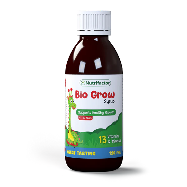 Nutrifactor Bio Grow Syrup 120ml – multivitamin syrup for kids' growth and immunity