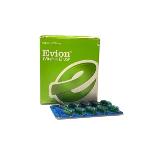 Evion 200mg Capsules pack – vitamin E supplement for skin and immunity