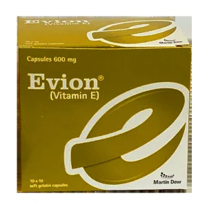 Evion 600mg Vitamin E softgel capsule pack