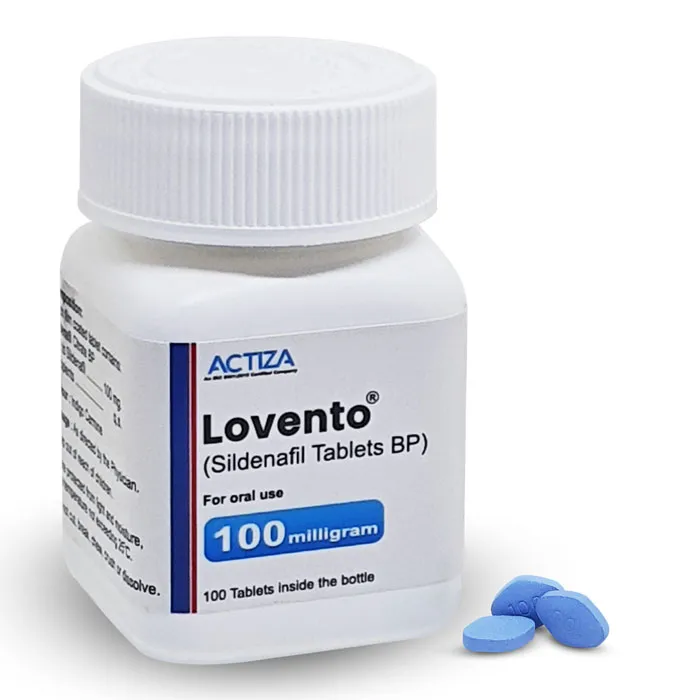 Lovento 100 mg tablet – blue round pill, sildenafil citrate erectile dysfunction tablet