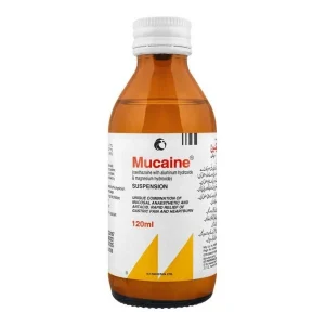 Mucaine Suspension 150ml bottle for acidity and heartburn relief
