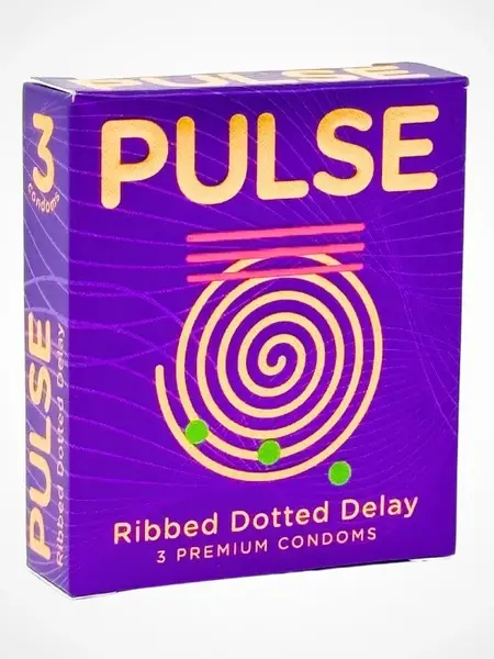 Pulse Ribbed Dotted Delay Condoms 3-pack
