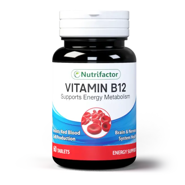 Nutrifactor Vitamin B12 Tablets bottle – energy and nerve support supplement