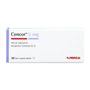 Concor 5mg Tablets pack containing Bisoprolol for blood pressure and heart care