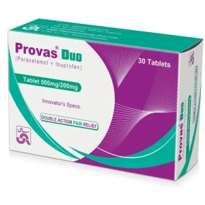 Provas Duo paracetamol ibuprofen 500mg 200mg tablets box 30 count double action pain relief medication