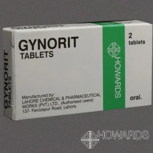 Gynorit tablets package containing 2 oral tablets, manufactured by Lahore Chemical & Pharmaceutical Works (PVT) LTD, by Howards