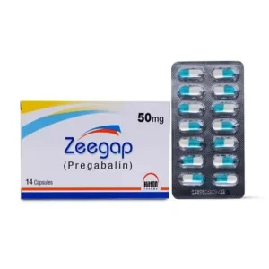 Zeegap capsule box and blister pack showing 14 blue and white capsules