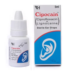 Cipocain sterile ear drops 5ml - Ciprofloxacin and Lignocaine combination for ear infection treatment and pain relief