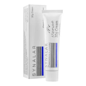 Synalar cream 30g tube containing fluocinolone acetonide topical corticosteroid for skin inflammation and dermatitis treatment