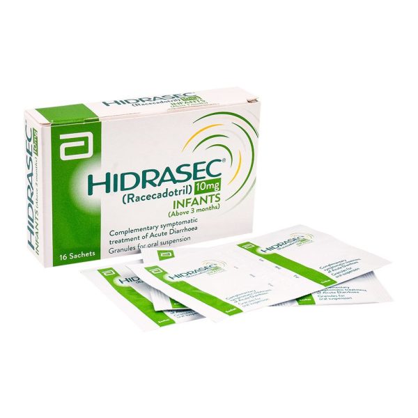 Hidrasec 10mg Racecadotril granules for infants - 16 sachets box for acute diarrhea treatment in children above 3 months