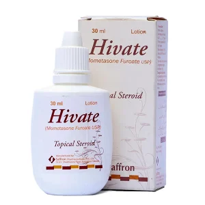 Hivate Mometasone Furoate topical steroid lotion 30ml bottle with box - corticosteroid cream for skin inflammation and eczema