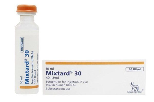 Mixtard 30 insulin vial 10ml 40 IU per ml by Novo Nordisk for subcutaneous injection diabetes treatment