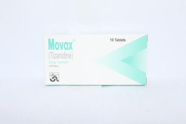 Movax Tizanidine 2mg tablets box - 10 tablets for muscle spasm relief and pain management