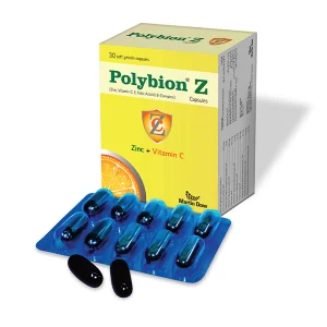 Polybion Z multivitamin capsules with zinc in blister pack and yellow box, vitamin B complex supplement for nutritional support