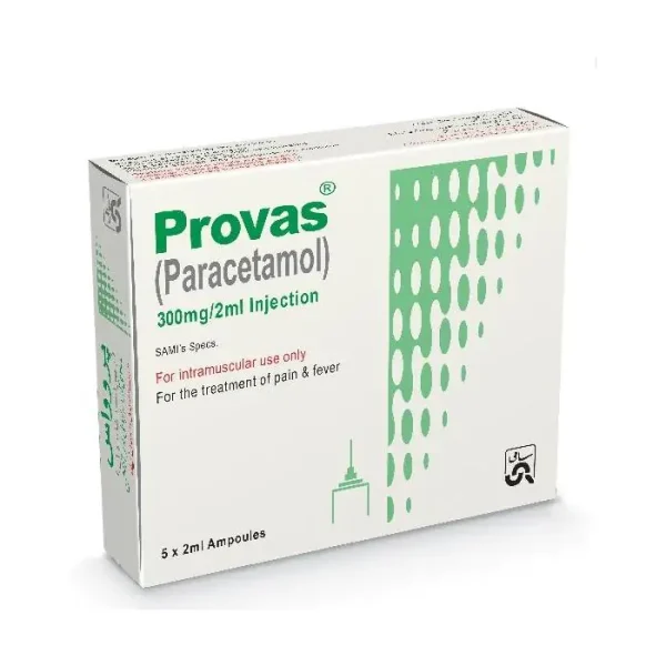 Provas Paracetamol 300mg/2ml injection box - 5 ampoules for intramuscular pain and fever treatment