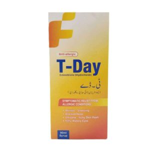 T-Day Levocetirizine Dihydrochloride 60ml syrup - anti-allergic medication for rhinitis, sneezing, and urticaria relief