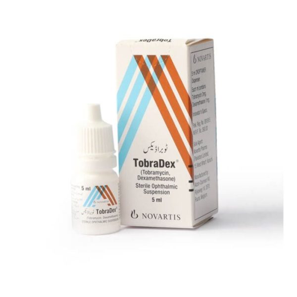 TobraDex eye drops 5ml by Novartis, Tobramycin and Dexamethasone sterile ophthalmic suspension for bacterial eye infections and inflammation
