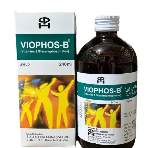 Viophos-B 240ml syrup by Continental Pharmaceuticals containing vitamins and glycerophosphates for energy and nutritional support in Pakistan