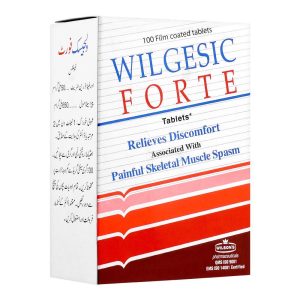 Wilgesic Forte tablets box - 100 film coated tablets for painful skeletal muscle spasm relief by Wilson's Pharmaceuticals