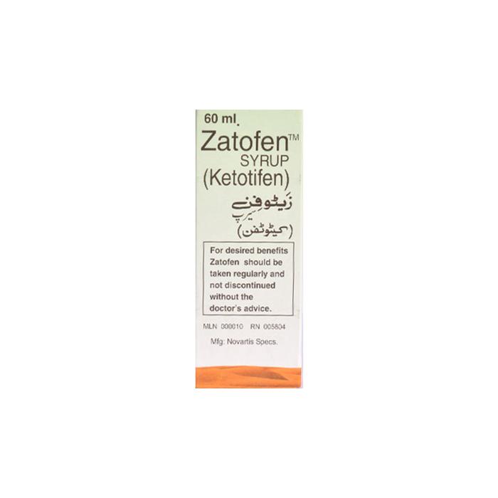 Zatofen syrup 60ml by Novartis - ketotifen antihistamine medication for allergy and asthma symptom relief
