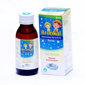 Bronkal Salbutamol Syrup BP 60ml bottle with box for children's asthma, bronchospasm, and breathing difficulties relief