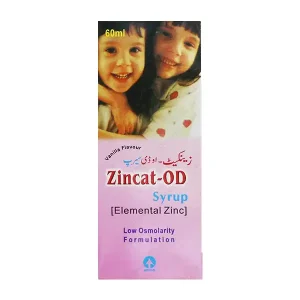 Zincat OD Syrup 60ml vanilla flavored elemental zinc supplement for children with low osmolarity formulation
