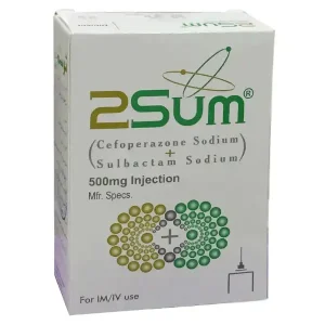 2 Sum Cefoperazone Sodium + Sulbactam Sodium 500mg Injection – IM/IV Antibiotic Injection Box