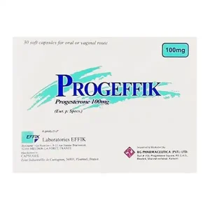 Progeffik 100mg Soft Capsules by Laboratories EFFIK – Progesterone capsules for oral or vaginal use, pack of 30 capsules