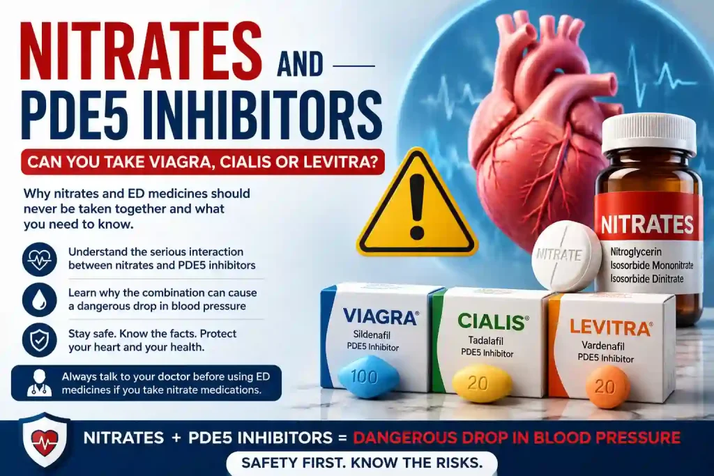 Nitrates and PDE5 Inhibitors: Can You Take Viagra, Cialis or Levitra?
