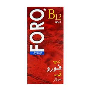 Foro B12 Syrup box, 60ml — red packaging with Urdu text